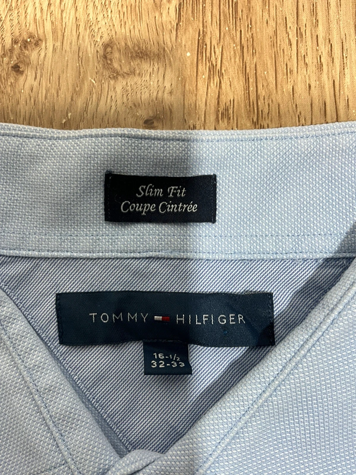 Chemise Tommy Hilfiger Slim Fit 16-1/2 32-33 Preppy 100% Coton Bleu Ciel – photo 5